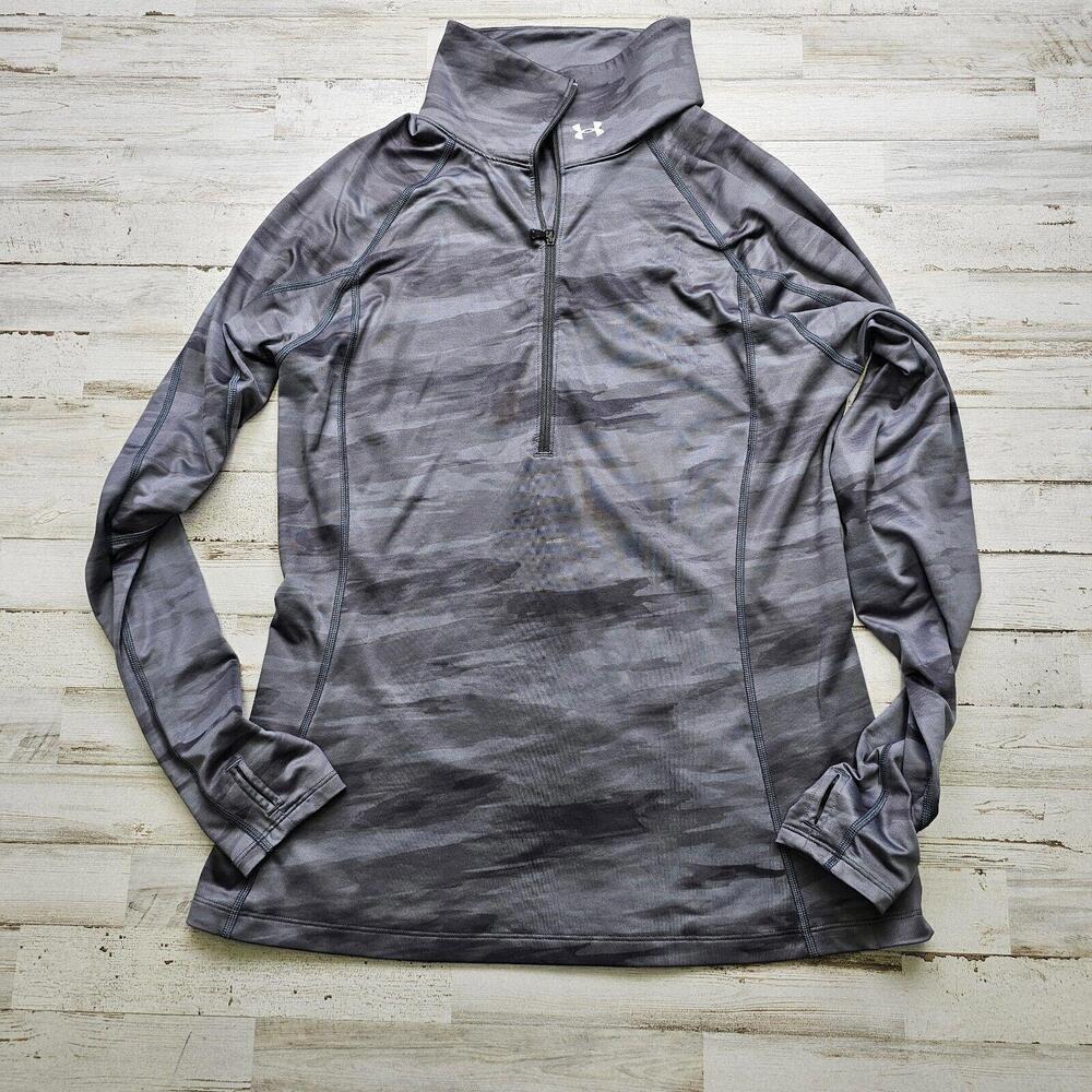 Under Armour Women’s MED ColdGear Gray Camo Print Cozy Jacket 1/2 Zip 1248527